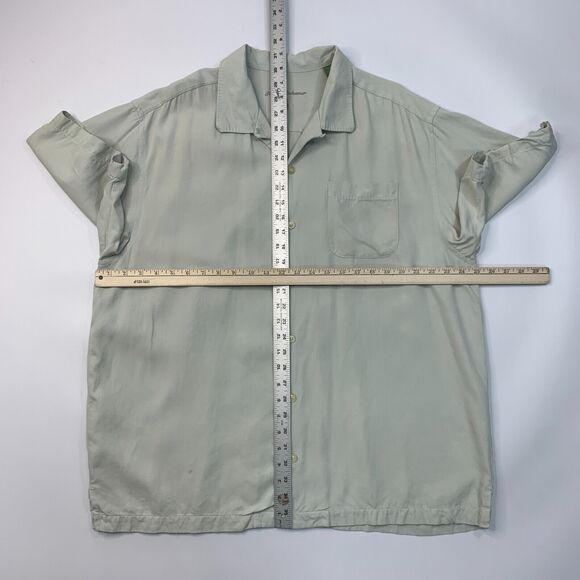 Tommy Bahama Shirt Mens XL Extra Large Beige Silk Button Up Short Sleeve Pocket - Picture 8 of 14